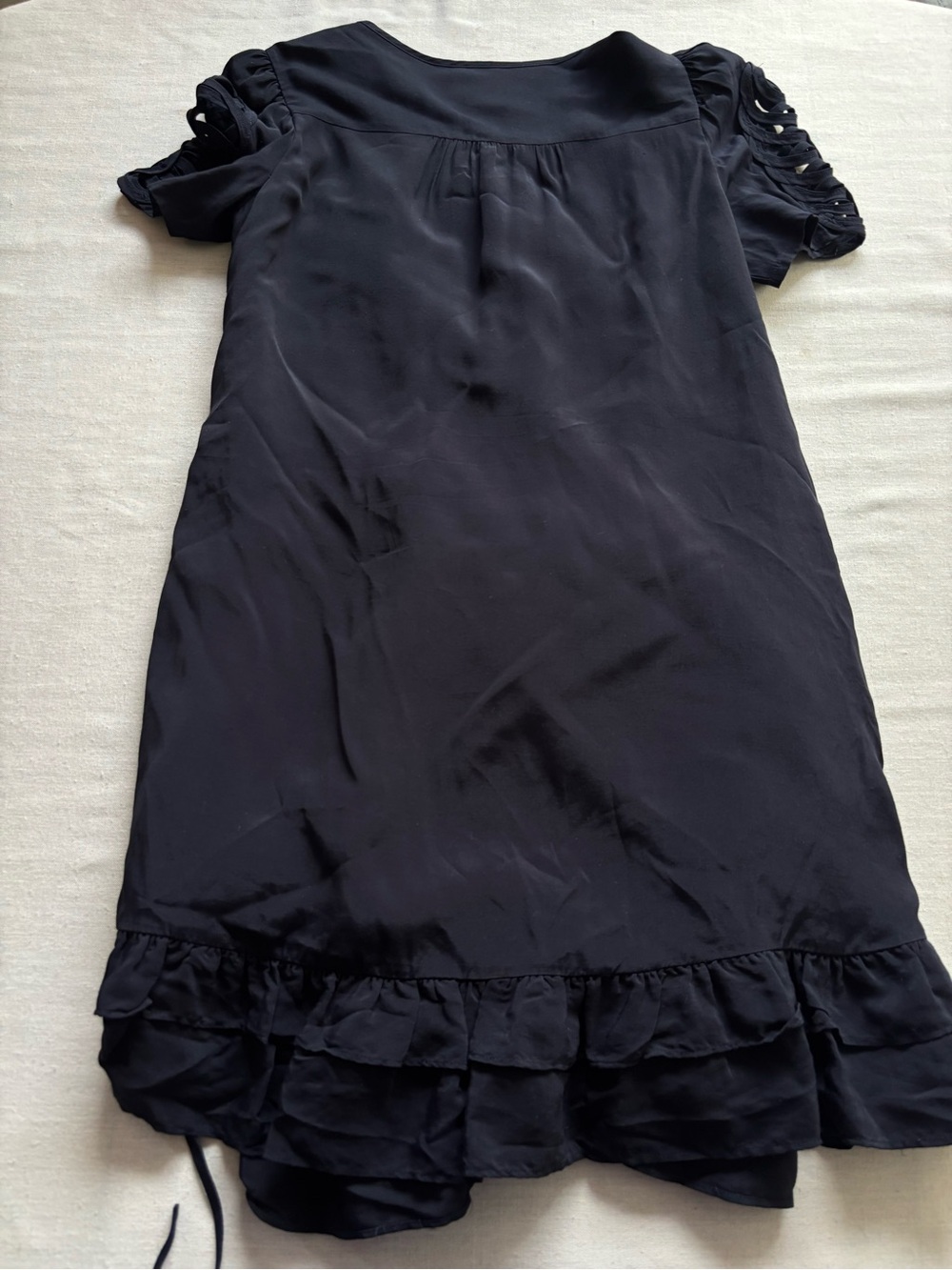 Reiss Cutout Sleeve Tie Back Fit & Flare Mini Dress Navy Size 4 - Picture 4 of 7